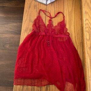 Victoria’s Secret red slip lingerie